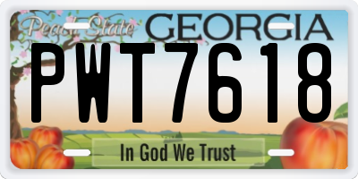 GA license plate PWT7618