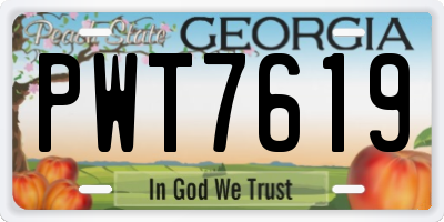 GA license plate PWT7619