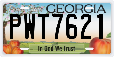 GA license plate PWT7621
