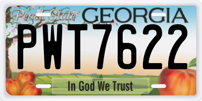 GA license plate PWT7622
