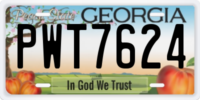 GA license plate PWT7624