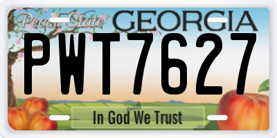 GA license plate PWT7627