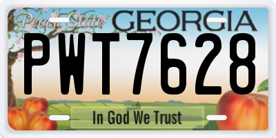 GA license plate PWT7628