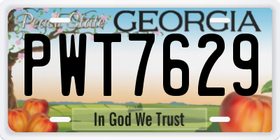GA license plate PWT7629