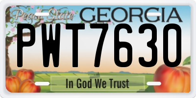 GA license plate PWT7630