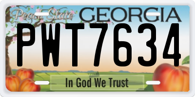 GA license plate PWT7634