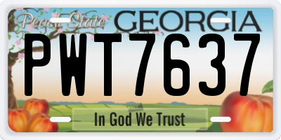 GA license plate PWT7637