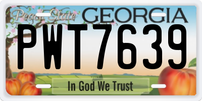 GA license plate PWT7639