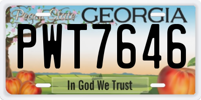 GA license plate PWT7646