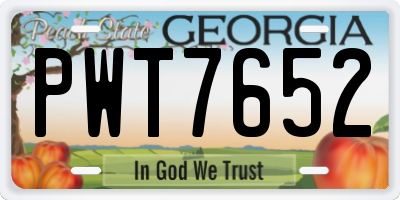 GA license plate PWT7652