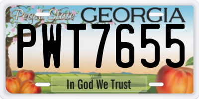 GA license plate PWT7655