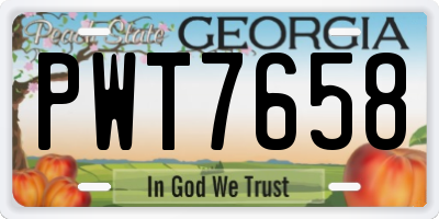 GA license plate PWT7658