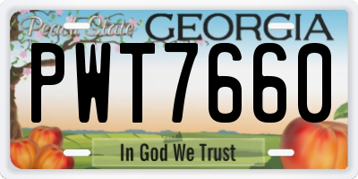 GA license plate PWT7660