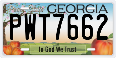 GA license plate PWT7662
