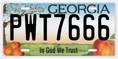 GA license plate PWT7666