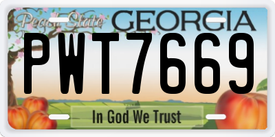 GA license plate PWT7669