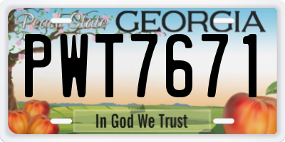 GA license plate PWT7671