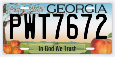 GA license plate PWT7672