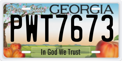 GA license plate PWT7673