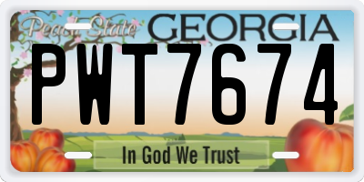 GA license plate PWT7674