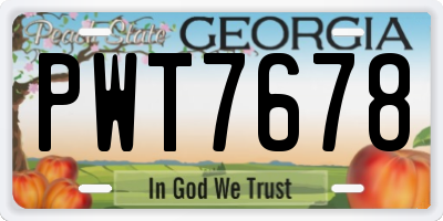 GA license plate PWT7678