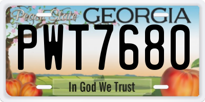 GA license plate PWT7680