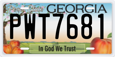 GA license plate PWT7681