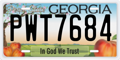 GA license plate PWT7684
