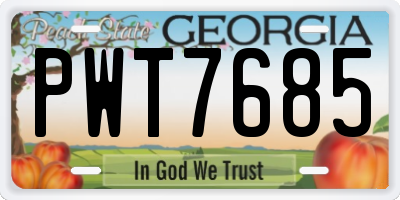 GA license plate PWT7685