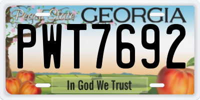 GA license plate PWT7692