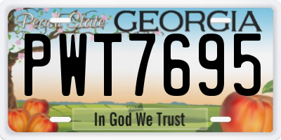 GA license plate PWT7695