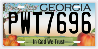 GA license plate PWT7696