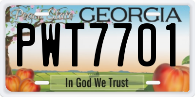 GA license plate PWT7701