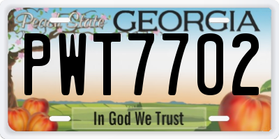 GA license plate PWT7702