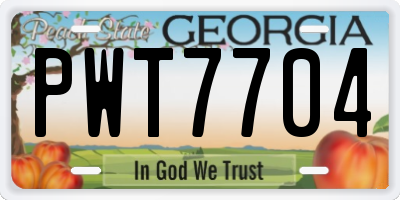 GA license plate PWT7704