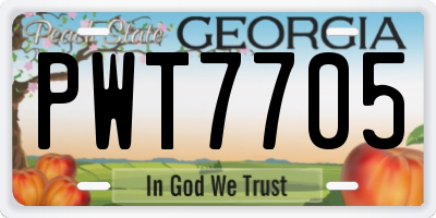 GA license plate PWT7705