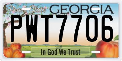 GA license plate PWT7706