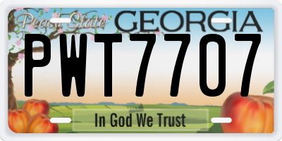 GA license plate PWT7707