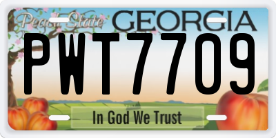 GA license plate PWT7709