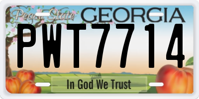 GA license plate PWT7714
