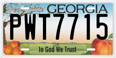 GA license plate PWT7715