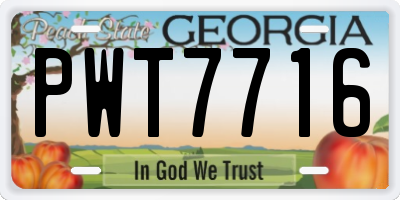 GA license plate PWT7716