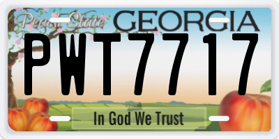 GA license plate PWT7717