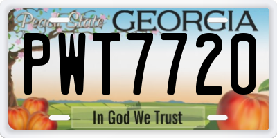 GA license plate PWT7720