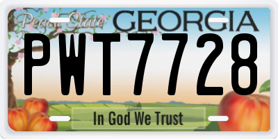 GA license plate PWT7728