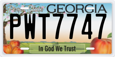 GA license plate PWT7747