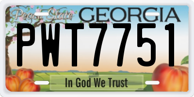GA license plate PWT7751