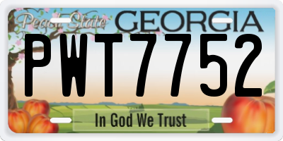 GA license plate PWT7752