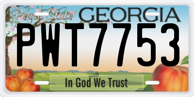 GA license plate PWT7753