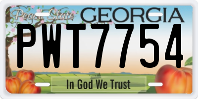 GA license plate PWT7754